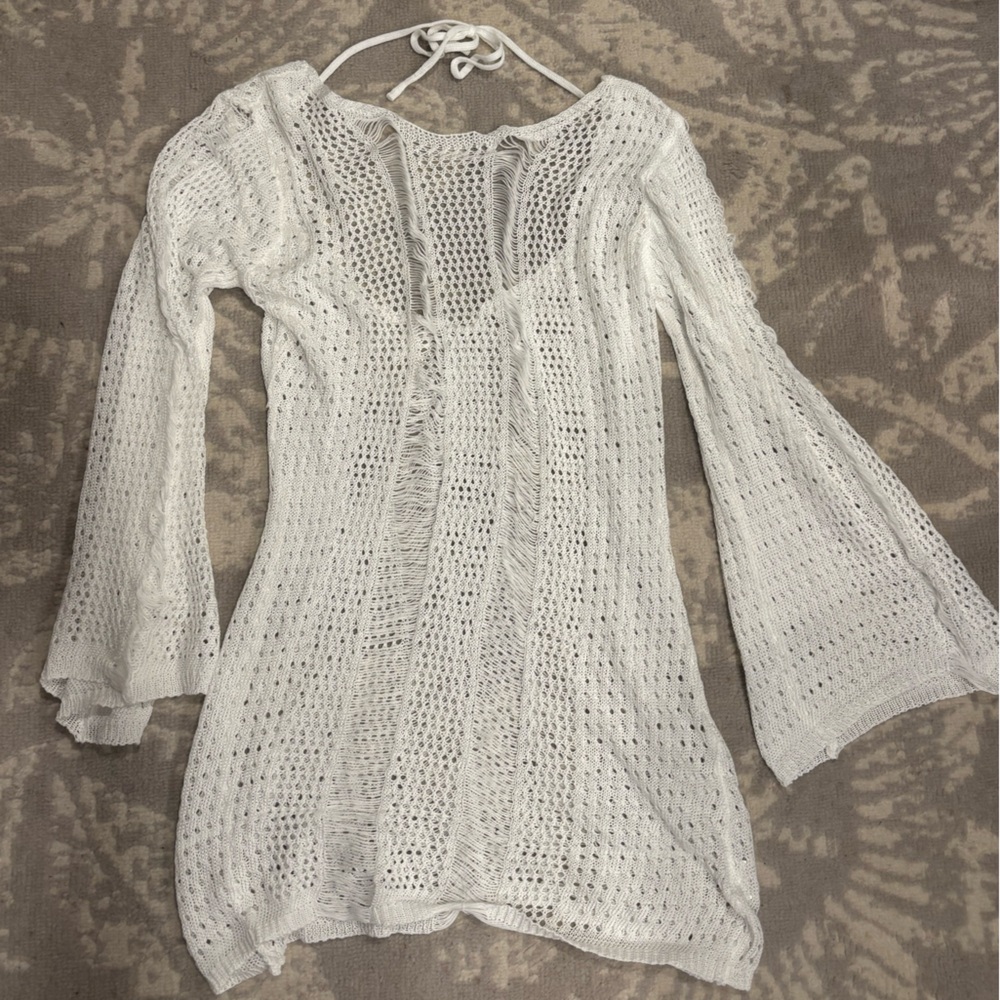 White crochet coverup